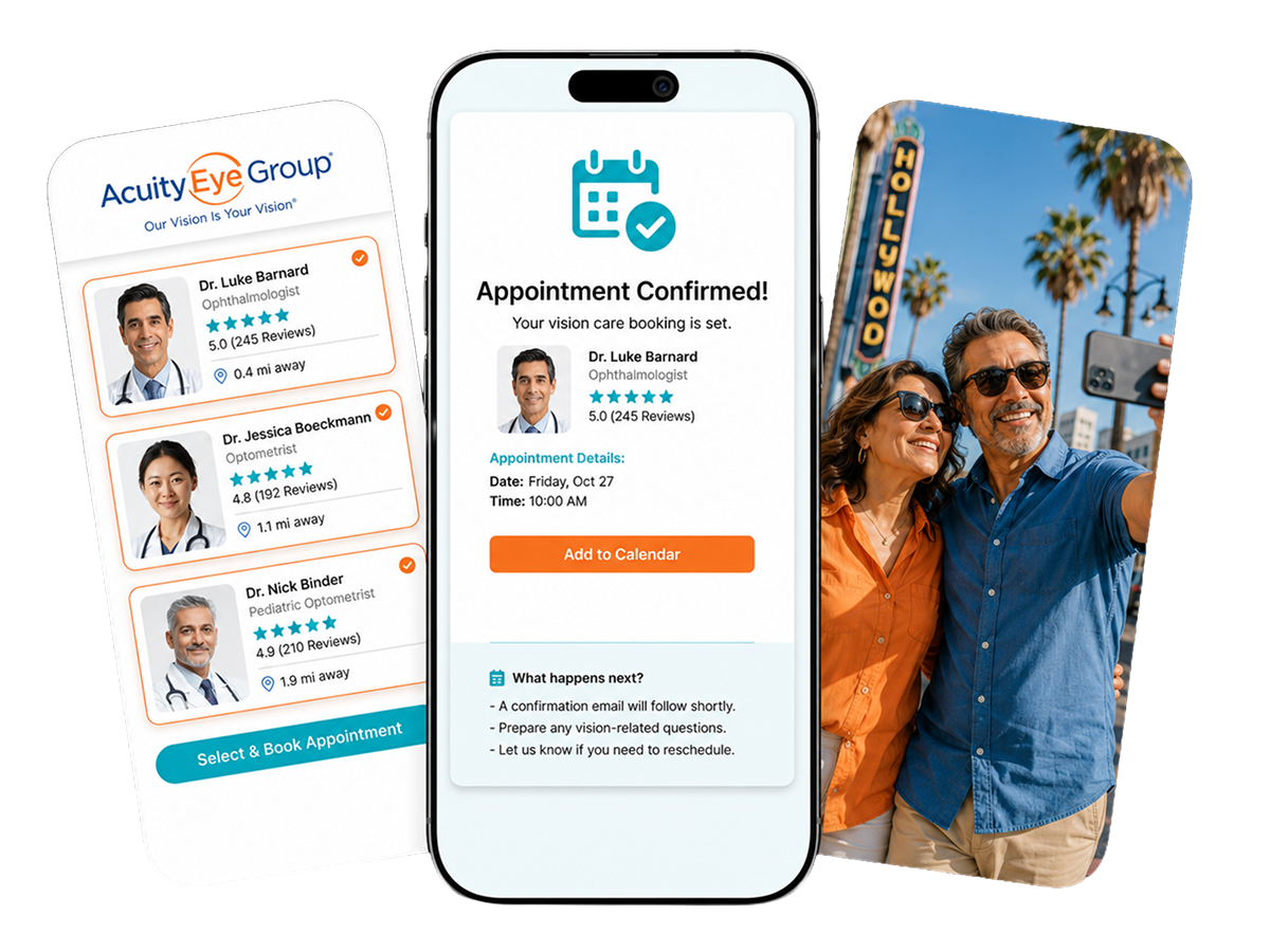 Patient consulting with an Acuity Eye Group specialist