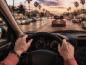 Driving at night with glare from headlights